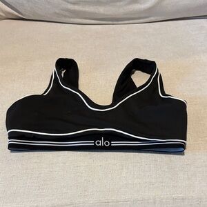 ALO Yoga Black Sports Bra with White Trim